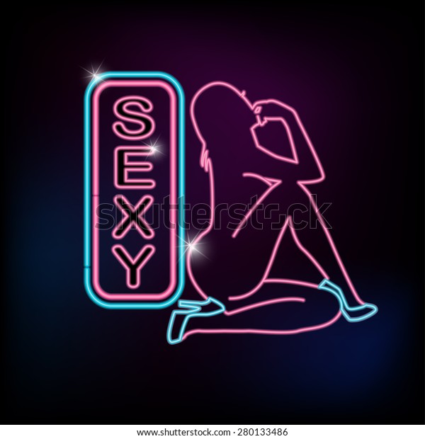 Sexy Neon Sign Silhouette Hot Woman Stock Vector Royalty Free 280133486