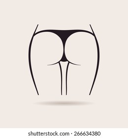 Sexy panties icon. Vector women ass in a thong. high gap