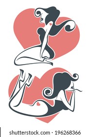 sexy pin up girl with heart background