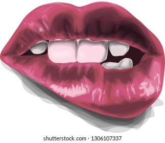 Llabios rosados atractivos - ilustración vectorial estilizada 