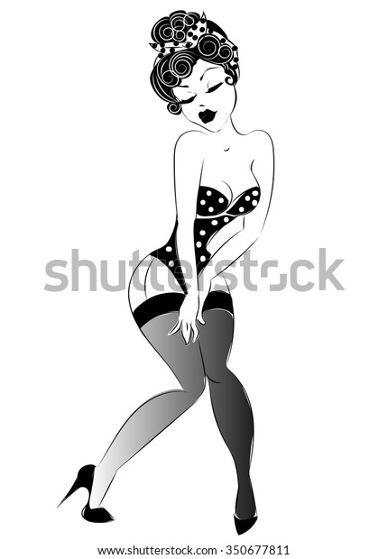 Sexy Pinup Girl Lingerie Vector Illustration Stock Vector Royalty Free