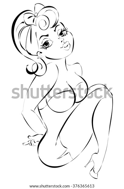 Sexy Pinup Girl Lingerie Vector Illustration Stock Vector Royalty Free