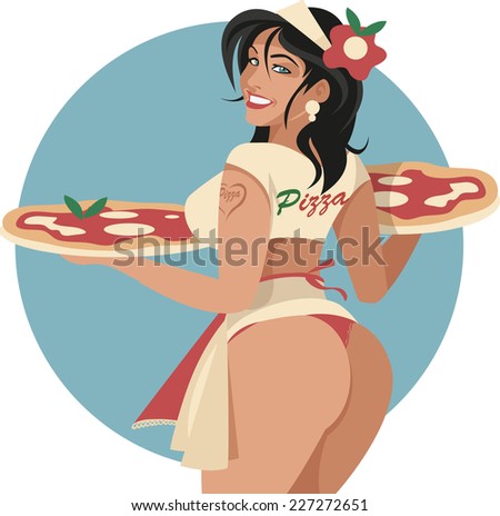 pizza delivery to sexy women Tits in white blouse