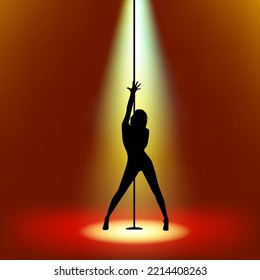 Sexy Pole Dancer On Night Club With Spot Light