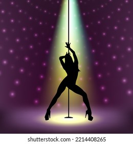 Sexy Pole Dancer On Night Club With Spot Light