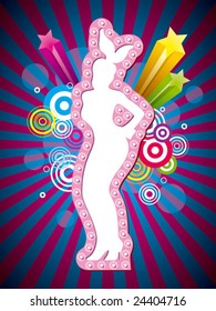 Sexy rabbit lady shape light sign with empty text area ready to use for celebration, promotion or entertainment use.
