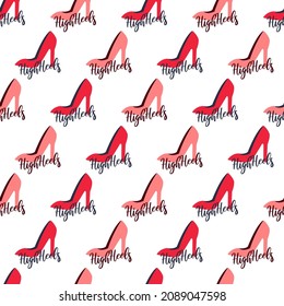 Sexy Red High Heels Vector Graphic Art Seamless Pattern can be use for background and apparel design