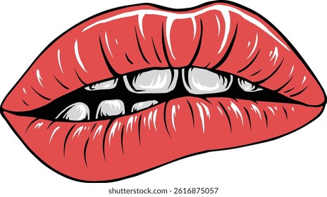 Sexy Red Lips Biting Lip