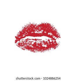 Sexy red lips imprint vector