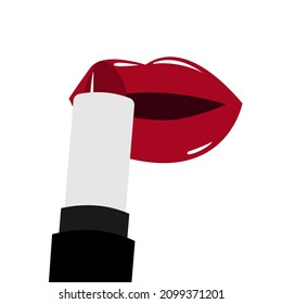 Los labios rojos sexy aislados en un fondo blanco. Picaduras de labio. Diseño 3D. Ilustración vectorial. icono de labio.