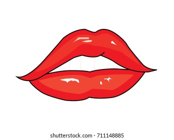 Sexy red lips isolated on white. vector illustration