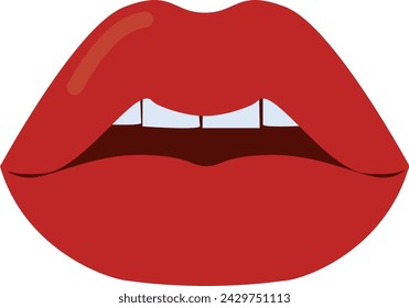 Labios rojos sexy aislados. Ilustración vectorial.