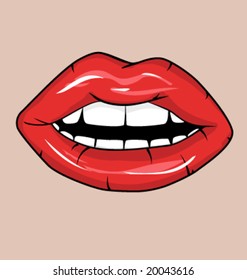 Sexy red lips with lipstick