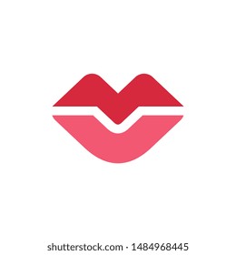 Sexy red lips logo design template, kiss icon, cosmetic concept illustration - Vector