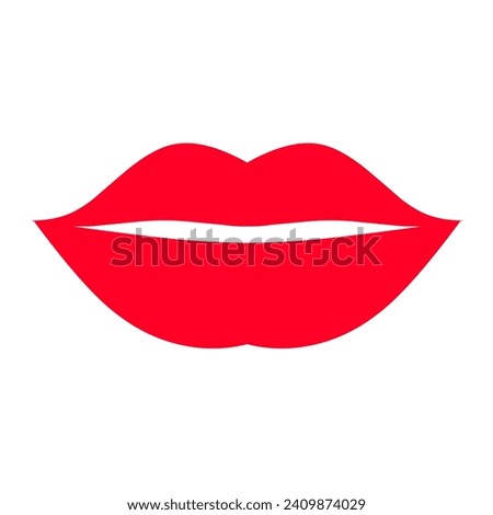 Sexy red lips on white background. Woman's lips. Bold lips are great for love logos.