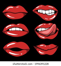 Los labios rojos sexy ponen ilustración vectorial para su empresa o marca
