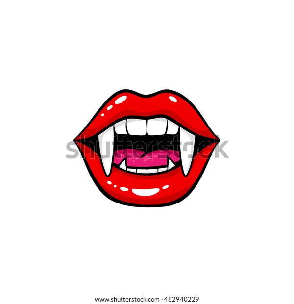 Sexy Red Vampire Female Open Mouth Stock Vector (Royalty Free) 482940229