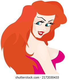 Sexy redhead lady vector graphics