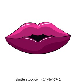 sexy retro lips makeup isolated cartoon vector illustration graphic design