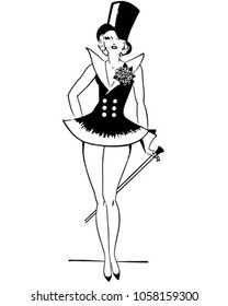 Sexy Showgirl - Retro Clip Art Illustration