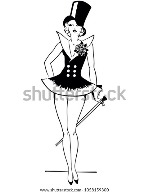 Sexy Showgirl -\
Retro Clip Art\
Illustration
