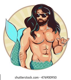 Sexy Siren Mermaid Pin Up Man. 