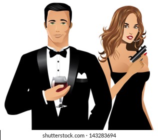 Sexy spies. EPS 10 vector, grouped for easy editing. No open shapes or paths.