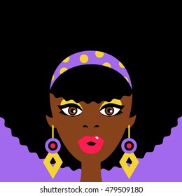 Sexy Surprised Afro Girl Open Mouth Stock Vector (Royalty Free) 479509180