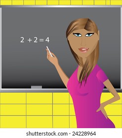 Sexy teacher hard at work.