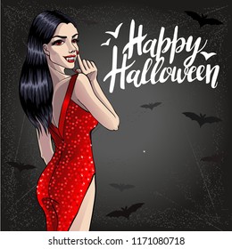Sexy Vampire Lady Halloween Vector Illustration Stock Vector (Royalty