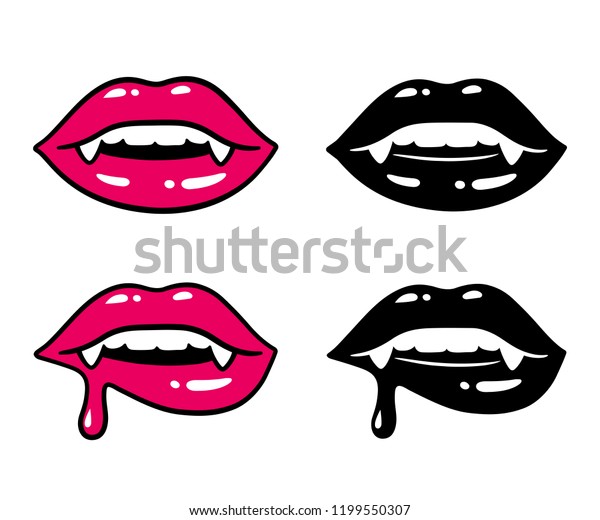 Sexy Vampire Lips Vector Illustration Set Stock Vector (Royalty Free
