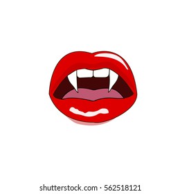 Sexy Vampire Mouth. Vector Illustration Of Vampire Red Lips