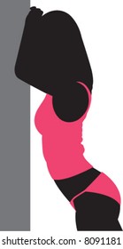 Sexy vector illustration of a model leaning up against a wall