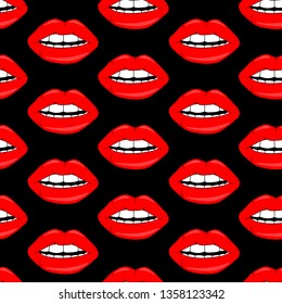 Sexy vector lip backgrounds. cartoon style. Cosmetics and makeup lips seamless pattern. beautiful lips of woman with red lipstick and gloss.