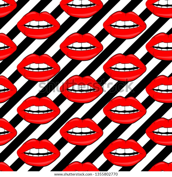 Sexy Vector Lip Backgrounds Cartoon Style Stock Vector Royalty Free 1355802770 Shutterstock 3439