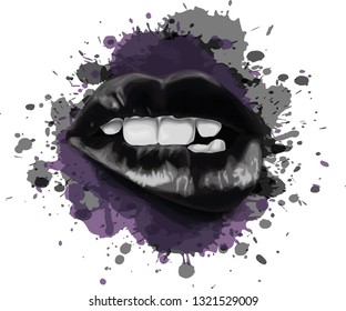 Sexy vector lips. Modern art. Black lips