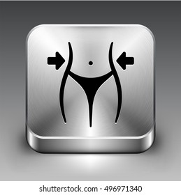 Sexy Waist on Silver Square Button