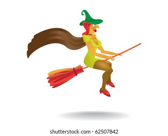 sexy witch with witch hat and broom