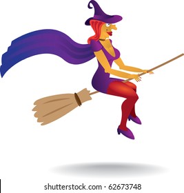sexy witch with witch hat and broom