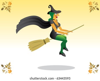 sexy witch with witch hat and broom