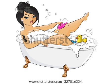 Sexy Woman Bathing - vector