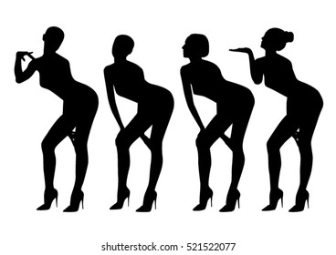 Sexy Woman Black Silhouette Set