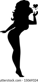 Sexy Woman Blowing a Kiss Silhouette