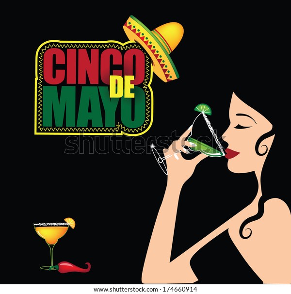 Sexy Woman Cinco De Mayo Margarita Stock Vector Royalty Free 174660914