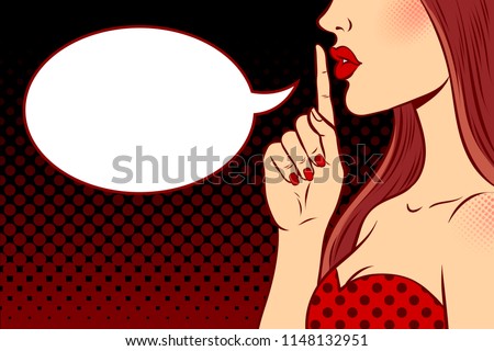 Sexy Woman Finger On Her Lips Stock Vector Royalty Free