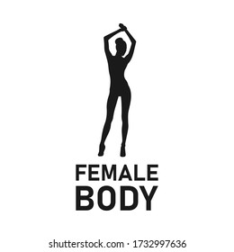Sexy woman or girl silhouette. Female body. Hot chick icon sign or symbol. Slim body black logo concept. Bar stripper. Adult porn star. Porn worker vector illustration.