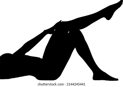 Sexy Woman Lay Down On Ground Vector Silhouette, Laying Female Silhouette, Stript Club Concept, Black Color Isolated On White Background