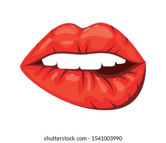 Sexy Woman Mouth Pop Art Style Stock Vector (Royalty Free) 1541003990