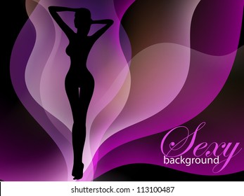 Sexy Woman Silhouette: Fashion Background