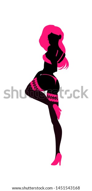 Sexy Woman Silhouette Underwear Club Burlesque Stock Vector Royalty